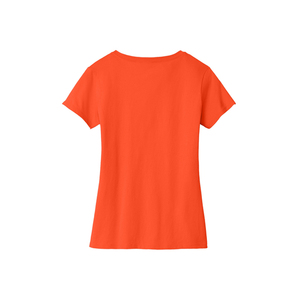 เสื้อยืดคอวีผู้หญิงสั่งทำโลโก้ขายส่ง ผ้าเนื้อนุ่ม สไตล์ลำลองใส่ได้ทุกวัน สีส้ม โรงงานผลิตเสื้อผ้า OEM - Product Image 2