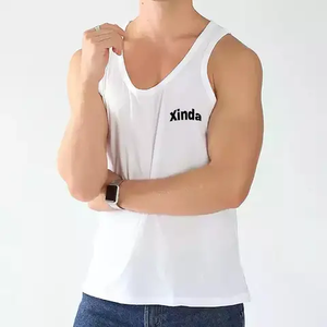 2024 liso personalizado Unisex hombres gimnasio camiseta sin costuras corte 90% poliéster 10% Spandex correr Fitness camisetas sin mangas - Product Image 3