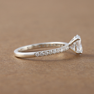 14KT oro blanco sólido Pave ajuste anillo de compromiso 2,0 CT corte redondo laboratorio cultivado diamante corte redondo lado diamante anillo regalo de cumpleaños - Product Image 3