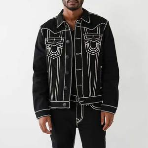Venta directa de fábrica, chaqueta vaquera para hombre con diseño de logotipo personalizado, chaqueta vaquera cómoda de manga larga para hombre de calidad superior - Product Image 1
