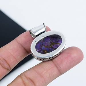 Pendentif en pierre précieuse turquoise bleue, argent sterling 925, fait main, design vintage, cadeau de mariage pour enfants, bijoux - Product Image 5