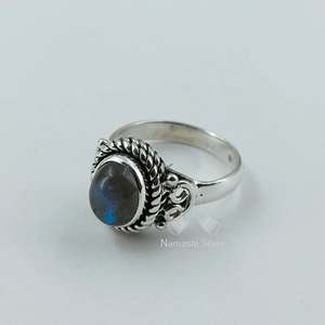 Handmade 925 Sterling Silver Boho Style <b>Labradorite</b> <b>Ring</b> Natural Oval Gemstone Promise Jewelry Birthstone Gift for Her - Product Image 6