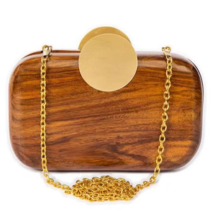 กระเป๋าถือไม้คุณภาพสูงสำหรับสุภาพสตรี รูปทรงสี่เหลี่ยม ทำด้วยมือ เป็นมิตรกับสิ่งแวดล้อม ราคาประหยัด ผลิตในอินเดีย - Product Image 1