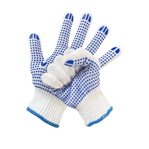 Gants et mitaines en coton sans couture haute visibilité tricotés à la machine Gants de travail à pois en PVC noir Tricot à ficelle Polyester - Product Image 2