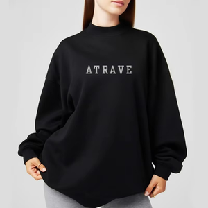 Nuevo al por mayor personalizado de las mujeres de estilo de la calle de invierno sólido 400g de algodón de cuello falso sudaderas con logotipo frontal - Product Image 5