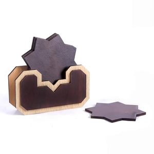 Wooden Drink Coasters Wood <b>Table</b> Coaster Set for Tea Cups Coffee Mugs <b>Beer</b> Cans Bar Tumblers and Water Glasses walnut coasters - Product Image 4