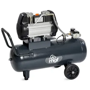 Compresor de aire portátil básico sin aceite de calidad de remium, bajo nivel de ruido de 125 l/min a 5 bares con tanque de 50 L para aplicaciones especiales