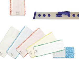 MICROFIBRE REFILL <b>FLAT</b> <b>MOP</b> PROFESSIONAL VELCRO STICKER SYSTEM 13X40 Grs. WHITE/COLOR (carton 12 Pcs) HIGH QUALITY AND LONGLASTIN - Product Image 1