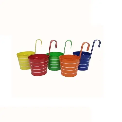 Pots de fleurs suspendus en métal fer balcon jardin avec bande blanche paniers de jardinière clôture Pots de fleurs avec crochet