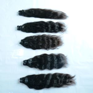 Traitement chimique Aucun Cuticule Aligné Non Transformé Remy Machine Double Trame Ondulés Naturel Bundles Indien Extensions de Cheveux Humains - Product Image 2