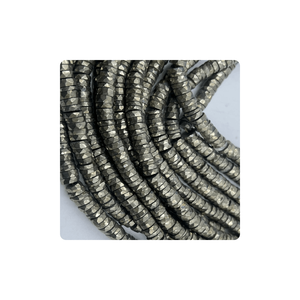 Perles de pierres précieuses en pyrite dorée naturelle, forme heishi facettée, qualité supérieure, brin de 16 pouces pour la fabrication de bijoux - Product Image 1