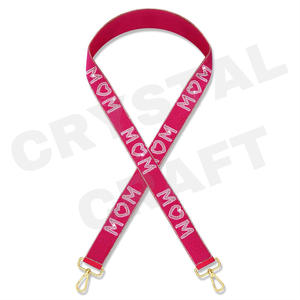 Correas para bolso con cuentas de semillas de oro blanco personalizadas para mamá, accesorio de moda 'Hook Em Horns', correa para monedero con cuentas - Product Image 1