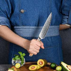 Venta al por mayor personalizado de alta calidad OEM ODM servicio mango de madera de olivo Damasco cuchillo Chef cuchillo multifuncional para uso en la cocina - Product Image 3