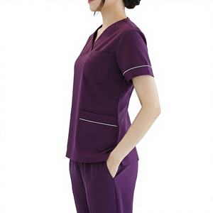 Ensemble de blouses médicales unisexes personnalisées OEM, col en V, légères, 100% coton satiné, uniforme de soins de santé - Product Image 2