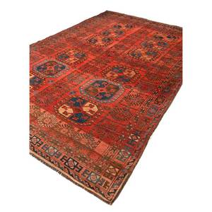Alfombra Kiaan de Lana Anudada a Mano, Modelo Paem-502, Rojo Naranja, Geométrica Abstracta, para el Hogar, Rectangular de 9x12, para Pasillo o Entrada - Product Image 2