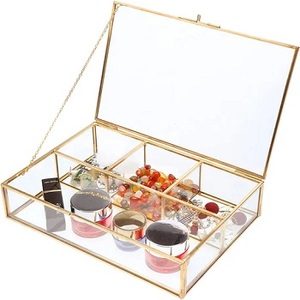 กล่องเครื่องประดับฝาแก้วสีทองสไตล์วินเทจกล่องโลหะใสขนาดใหญ่สำหรับใส่แหวนสร้อยข้อมือทองอุปกรณ์จัดระเบียบบ้าน - Product Image 5