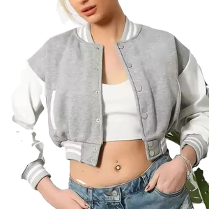 Nouvel arrivage de vêtements de ville d'hiver pour femmes Vestes de baseball unies vierges Vestes courtes universitaire pour femmes avec logo personnalisé - Product Image 3