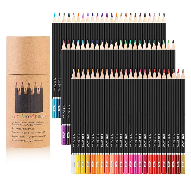 72 צבע סט עיפרון סט ידידותי לסביבה עפרונות צבעוניים ניידים עבור שרטוט על ידי מבוגרים וילד