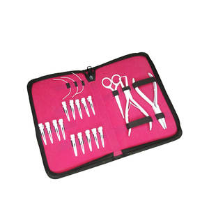 Professional Hair Extension Tools Kit Hair Extension Pliers Hair Extension Clips C Shape <b>Needles</b> Scissor With Luxury <b>Case</b> - Product Image 2