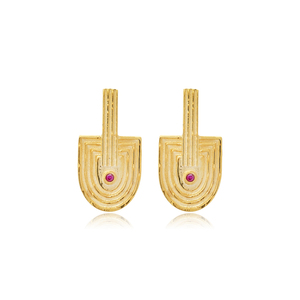 Boucles d'oreilles Améthyste CZ Design Unique en Style Égyptien Vente en Gros Turc Fait à la Main Bijoux en Argent Sterling 925 - Product Image 1
