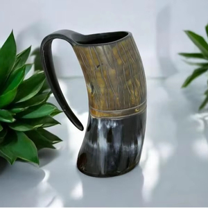 แก้วมักทรงเขาวัวเคลือบเงาแบบไวกิ้งกันน้ำสไตล์สัตว์สำหรับดื่มเบียร์ไวกิ้ง - Product Image 1