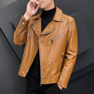 Nouvelle veste en cuir véritable et toile décontractée pour moto, col rabattu, coupe ajustée, haute qualité, streetwear tendance pour homme - Product Image 4