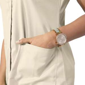 Chaqueta médica de manga larga para mujer con texto bordado personalizado, uniformes de hospital de calentamiento frontal a presión de Pakistán - Product Image 5