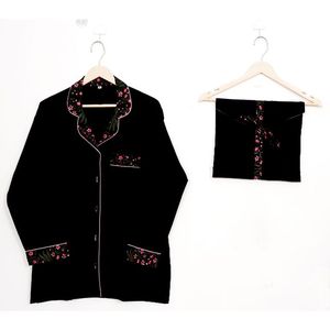 Vêtements de détente tissés 100% coton pour femmes Ensembles de pyjama 3 pièces Mignon Homewear Vêtements de nuit Respirant Manches longues pour l'été et le printemps - Product Image 6