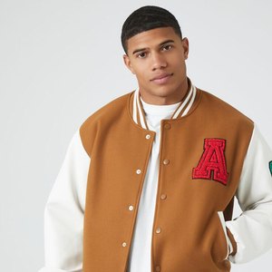 Veste universitaire unisexe de haute qualité, mélange de laine, manches en simili cuir, option de logo personnalisé, broderie personnalisée, équipe, école - Product Image 6