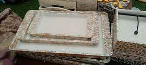 Bandeja Redonda de una Sola Capa con Incrustaciones de Nácar para Sala de Estar y Vajilla de Cocina - Product Image 3