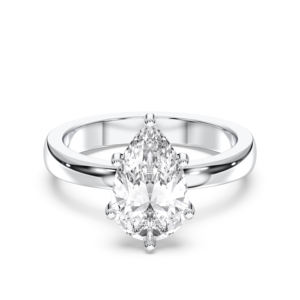 Poire et coupe ronde 4.14 carats E-F/VVS-VS Moissanite diamant broche ensemble Solitaire bague de fiançailles en platine pour les femmes - Product Image 1