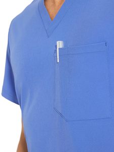 Combinaison de travail pour infirmières en polyester et élasthanne pour femmes, pantalon de jogging extensible avec plusieurs poches, blouse à col montant et manches courtes - Product Image 4