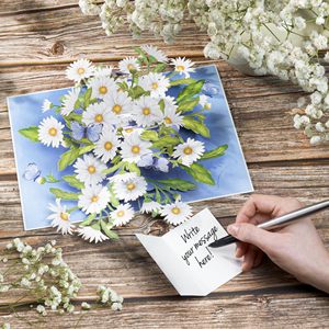 Carte de vœux 3D pop-up 5x7 pouces pour la fête des mères, découpée au laser, motif marguerite blanche et papillon, avec enveloppe, pour cadeau - Product Image 5