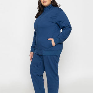Nouvelle tendance Ensemble de survêtements grande taille de couleur unie pour femmes dernier style de survêtement à fermeture éclair au design personnalisé pour hommes - Product Image 4