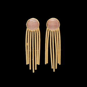 Nouvel arrivage boucles d'oreilles en argent Sterling 925 de forme ronde avec pierre de calcédoine rose - Product Image 1