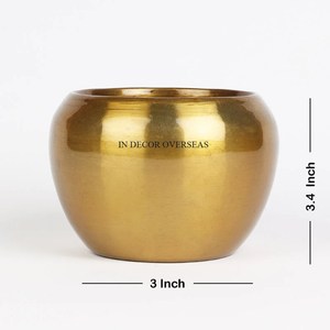 Jardinière de forme ronde en métal robuste plaqué or de haute qualité pour la décoration de mariages et de fêtes de l'Inde à un prix impressionnant - Product Image 1