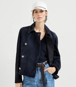 Vestes en cuir souple pour femmes, style motard, automne-hiver 2022, décontractées, courtes, mates, streetwear, vêtements - Product Image 4
