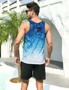 Mens 100 Percent Cotton Tank Top 3D Print Sleeveless Beachwear Breathable Lightweight Summer Gym <b>Vest</b> USA EU - Product Image 2