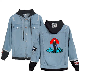 Sudadera con capucha de vaqueros a la moda con logotipo personalizado, chaqueta de hombre estampada en stock al por mayor, chaqueta de mujer con estampado de dibujos animados, sudadera de vaqueros de fábrica - Product Image 4