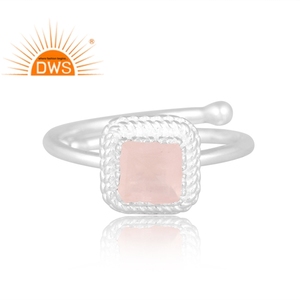 Best Selling Fine Sterling Silver Natural <b>Rose</b> <b>Quartz</b> Gemstone Stackable Ring Custom <b>Jewelry</b> For Women Gift For Her - Product Image 3