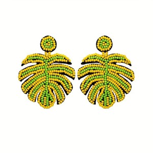 <b>Handmade</b> Double Diamond Beaded Statement <b>Earrings</b> Embroidery Seeds Classic Indian Style Women Girls Featuring Pearl Main Stone - Product Image 5