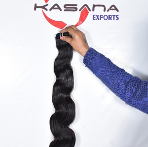 Vente en gros de faisceaux bruts indiens pour machine à faisceaux double trame couleur naturelle tissage noir extensions de cheveux humains lâches et ondulés - Product Image 2