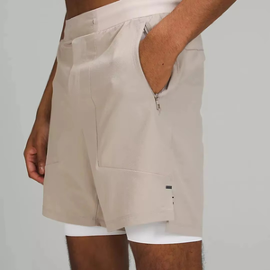 Pantalones Cortos Deportivos para Hombre, Estilo Urbano, Cómodos, de Color Sólido, para Baloncesto, de Secado Rápido, Doble Capa de Spandex/Poliéster, Transpirables, Corte Medio - Product Image 6