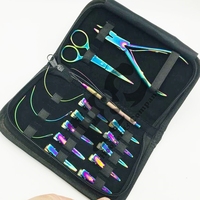 Meilleures ventes : Kit d'outils et d'extensions capillaires en acier inoxydable avec revêtement couleur plasma arc-en-ciel, usage commercial, avec pinces, logo personnalisé