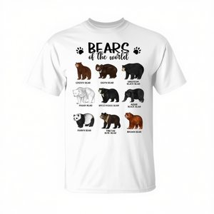 T-shirt Bears Of The World con design delle specie di orsi per gli amanti degli animali - Product Image 2
