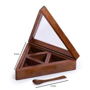 Caja de especias tradicional de madera artesanal Masala Dabba con cuchara de contenedores - Product Image 2