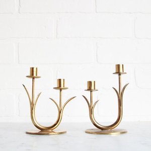 Minimalist <b>Brass</b> Candle <b>Holder</b> with 4-Candle Design and Curved Arms on Circular Base Modern Accent for Dining & Festive Decor - Product Image 6