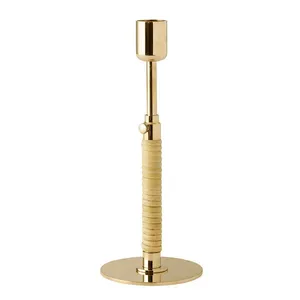 Modern Round <b>Candlestick</b> <b>Holder</b> in <b>Brass</b> Tableware for Home Dining with Stylish Metal Design - Product Image 1