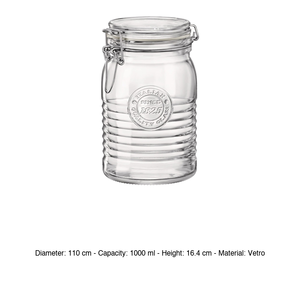 Barattolo con coperchio. Contenitore Ermetico in Vetro <span class=keywords><strong>Bormioli</strong></span> Officina 1 l 11 x 16,4 h cm, Forniture per Bar, Ristoranti e Hotel, Vendita all'Ingrosso - Product Image 3