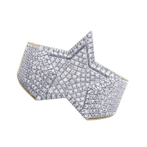 Bague Hip Hop en forme d'étoile en argent 925 avec diamant labgrown pour mariage et anniversaire VVS1 Clarity Bling plaqué or - Product Image 5